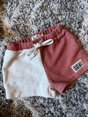 Binky Bro toddler shorts- rust and cream